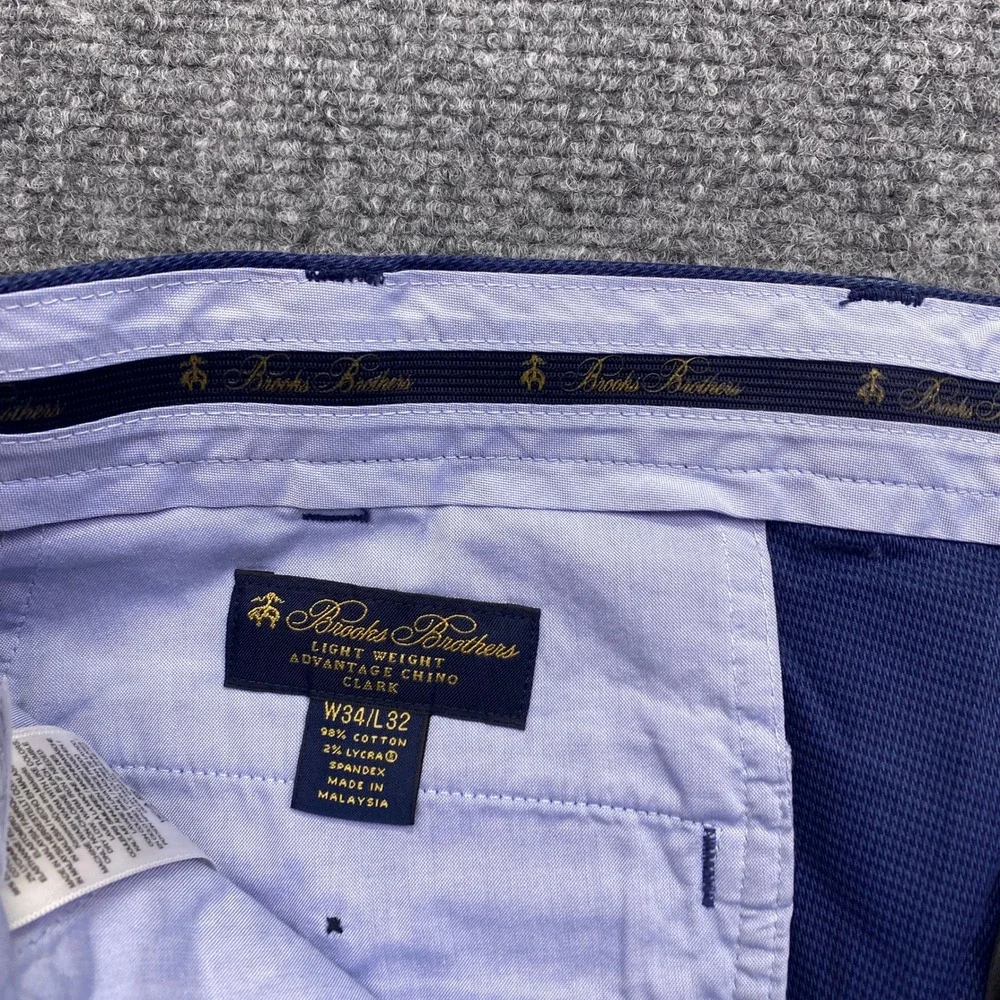 Brooks Brothers Clark Lightweight Advantage Chino Blue Textured Mens Pants Sz 34